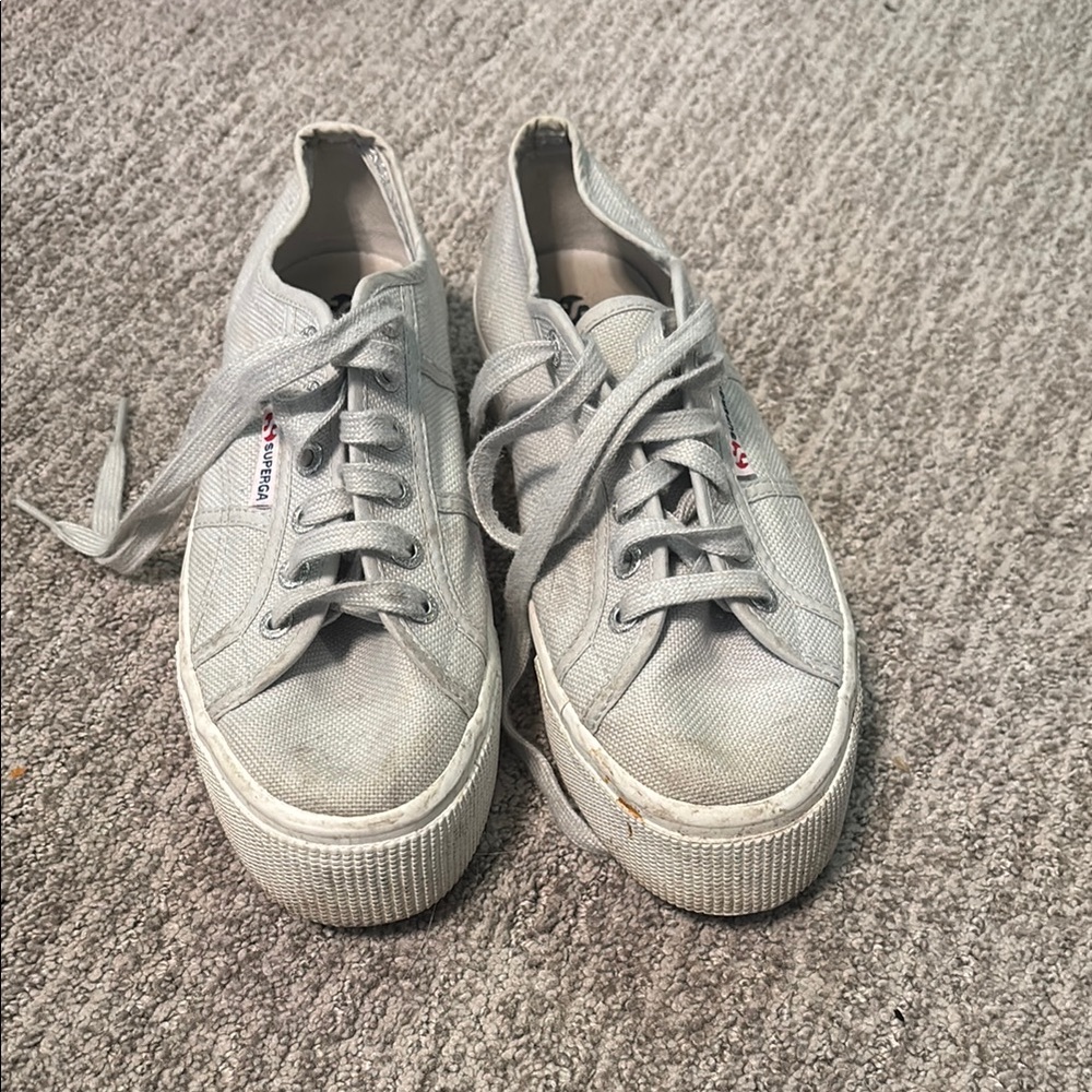 Superga Light Gray Platform Sneakers